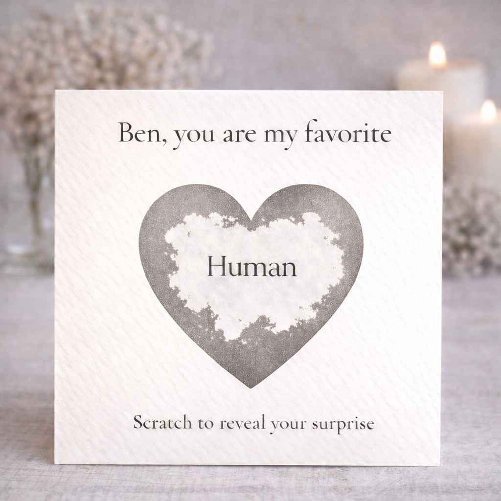 Funny Scratch Card Gift for Partner, Gold Heart Reveal Card with Hidden Message, Playful Love Gift Idea - Image 3