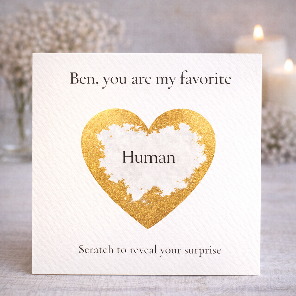 Funny Scratch Card Gift for Partner, Gold Heart Reveal Card with Hidden Message, Playful Love Gift Idea - Image 4