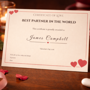 Best Girlfriend Certificate Gift, Personalised Love Award Card for Her, Romantic Keepsake Present