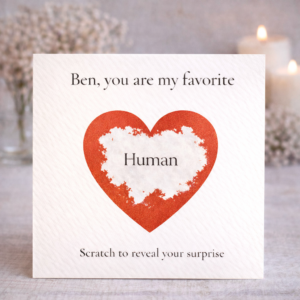 Funny Scratch Card Gift for Partner, Gold Heart Reveal Card with Hidden Message, Playful Love Gift Idea