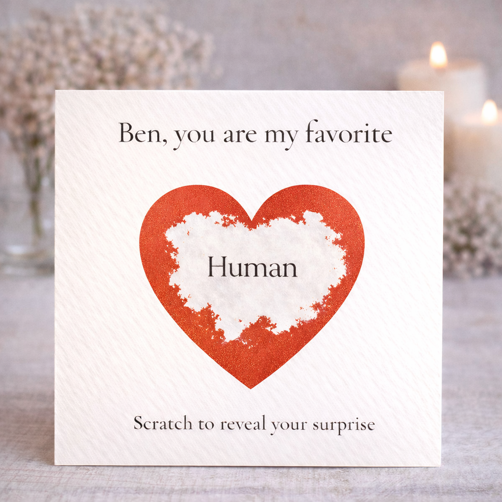 Funny Scratch Card Gift for Partner, Gold Heart Reveal Card with Hidden Message, Playful Love Gift Idea