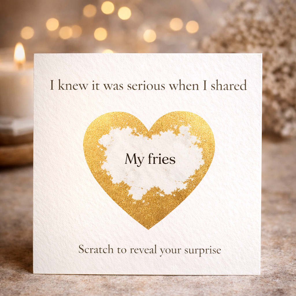 Funny Scratch Card Gift for Partner, Playful Love Card with Gold Heart, Romantic Reveal Card for Couples - Image 4