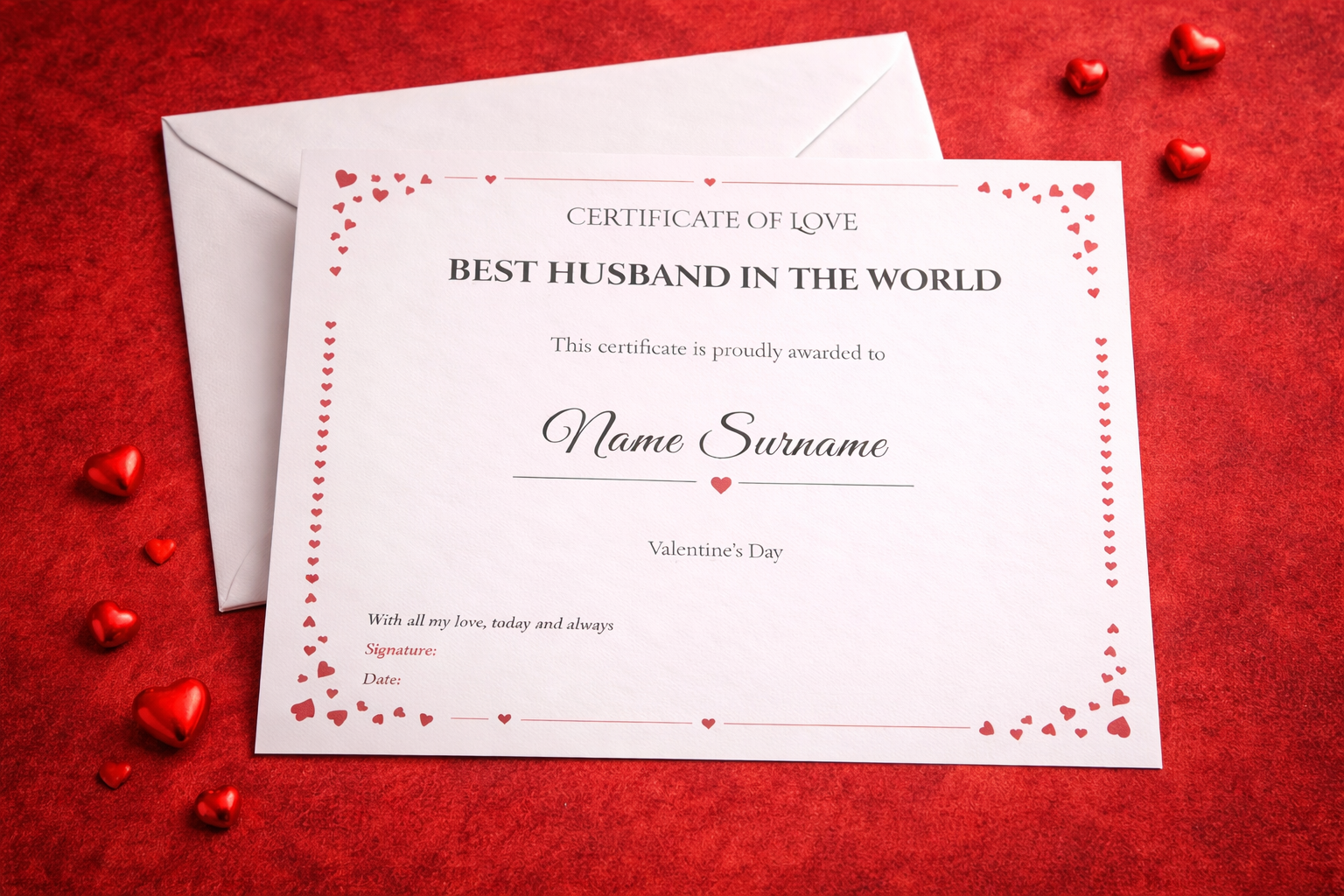 Personalised Best Wife Certificate Gift, Romantic Love Certificate Print for Wife Anniversary or Valentine’s Day - Image 5