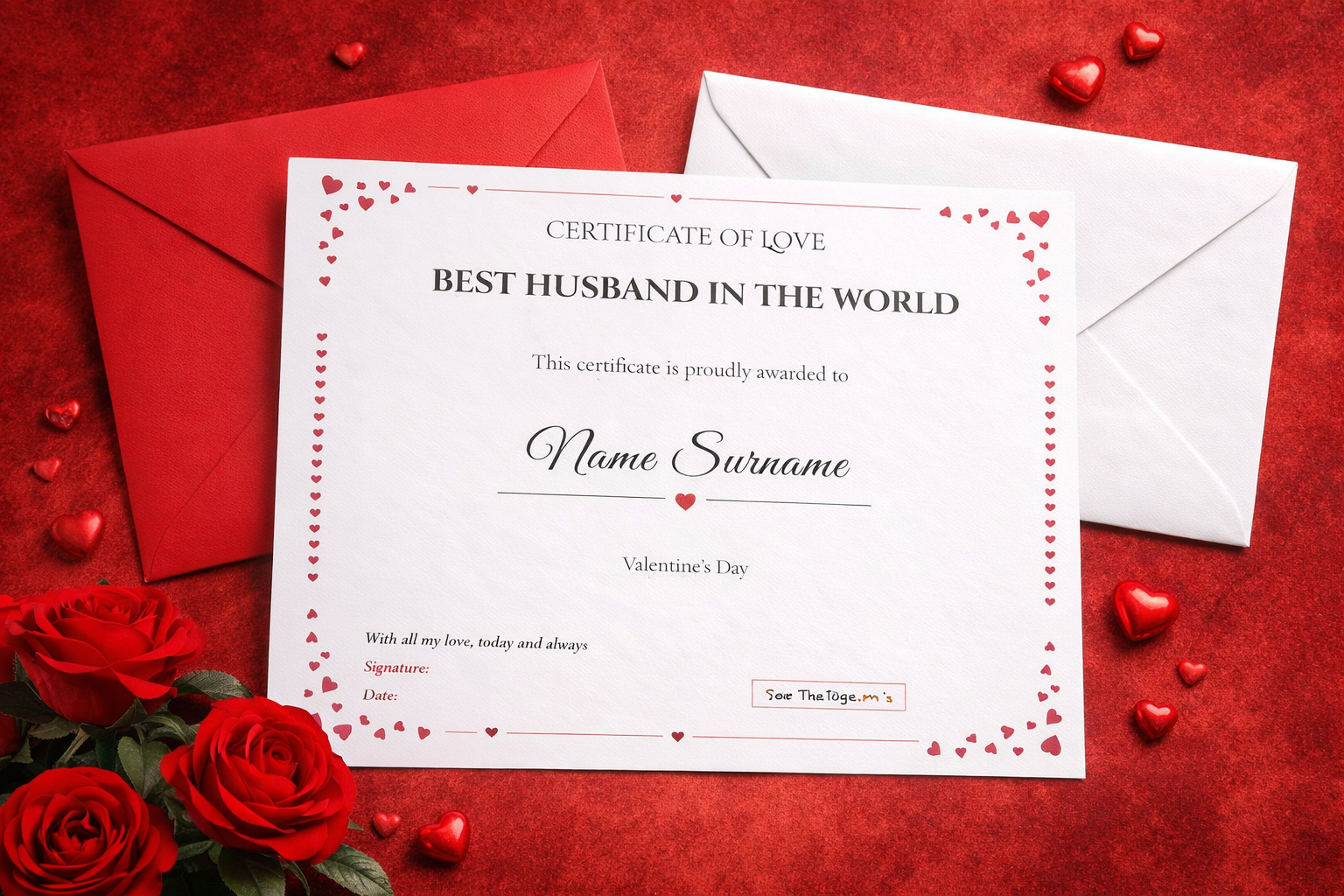 Personalised Best Wife Certificate Gift, Romantic Love Certificate Print for Wife Anniversary or Valentine’s Day - Image 6