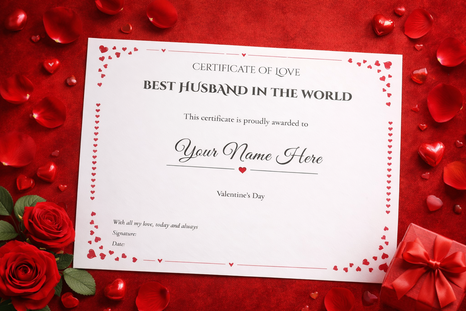Best Girlfriend Certificate Gift, Personalised Love Award Card for Her, Romantic Keepsake Present - Image 2