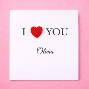 Valentine’s Day Gift I Love You Card Minimalist Personalised Name Elegant Heart Love Card