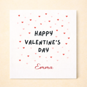 Valentine’s Day Gift Cute Heart Pattern Card Personalised Name Happy Valentine’s Day Love Card