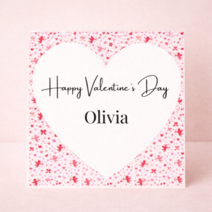 Valentine’s Day Gift Heart Frame Card Personalised Name Cute Romantic Love Card Decorative Valentine Design