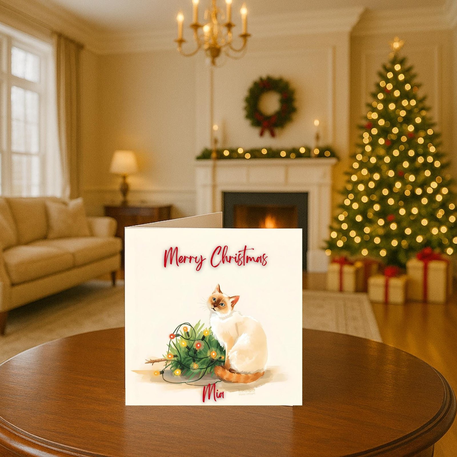 Personalized Cat Christmas Card | Funny Festive Pet Holiday Card