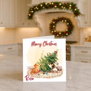 Funny Cat Christmas Card | Personalized Kitten Holiday Card