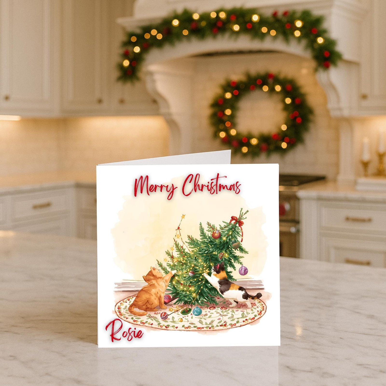 Funny Cat Christmas Card | Personalized Kitten Holiday Card