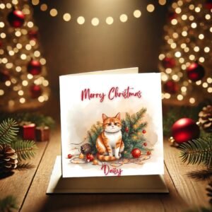 Personalized Cat Christmas Card | Festive Holiday Greeting