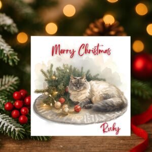 Personalized Ragdoll Cat Christmas Card | Elegant Holiday Pet Card