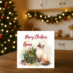 Personalized Siamese Cat Christmas Card | Holiday Pet Gift