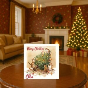 Personalized Funny Cat Christmas Card | Kittens & Tree