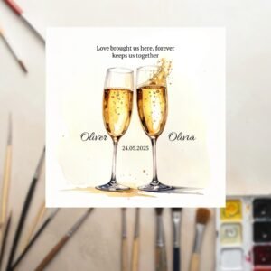 Personalised Champagne Toast Wedding Card, Anniversary Keepsake Gift