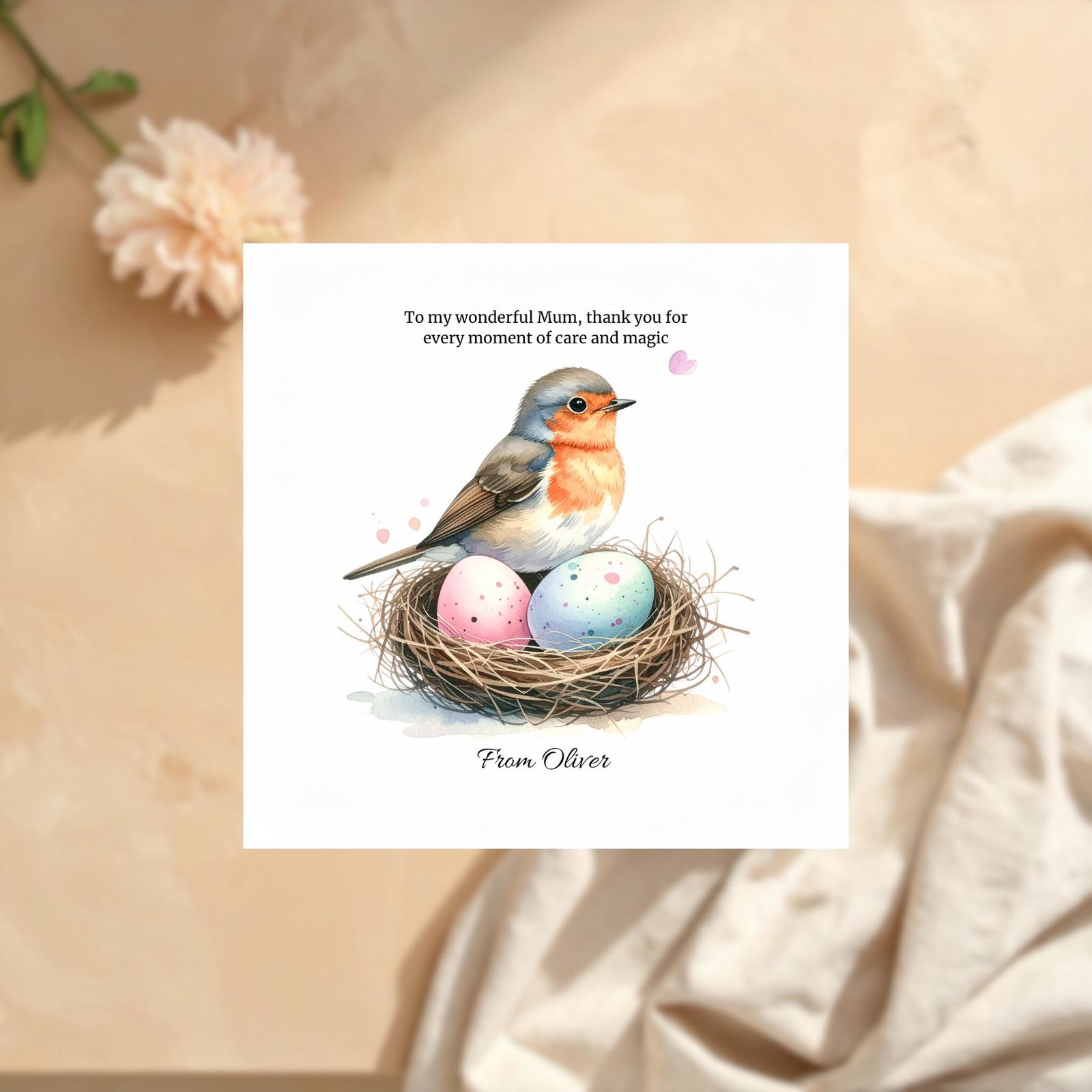 Personalised Mother’s Day Card, Custom Happy Mothers Day Gift for Mum, Meaningful Greeting Card from Daughter or Son