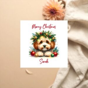 Dog Christmas Card, Personalised Dog Xmas Card, Cute Puppy Christmas, Dog Mum Card, Dog Dad Card, Son Christmas Card, Daughter Xmas Greeting