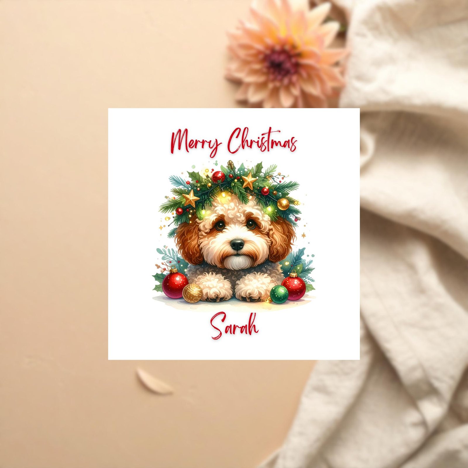 Dog Christmas Card, Personalised Dog Xmas Card, Cute Puppy Christmas, Dog Mum Card, Dog Dad Card, Son Christmas Card, Daughter Xmas Greeting