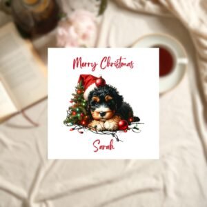 Dog Lover Christmas Card, Puppy Xmas Holiday, Personalised Dog Greeting, Mom Xmas Card, Dad Xmas Card, Son Christmas Gift, Daughter