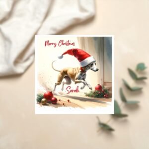 Festive Dog Christmas Card, Puppy Winter Greeting, Personalised Pet Xmas, Mom Holiday Card, Dad Winter Card, Son Xmas Gift