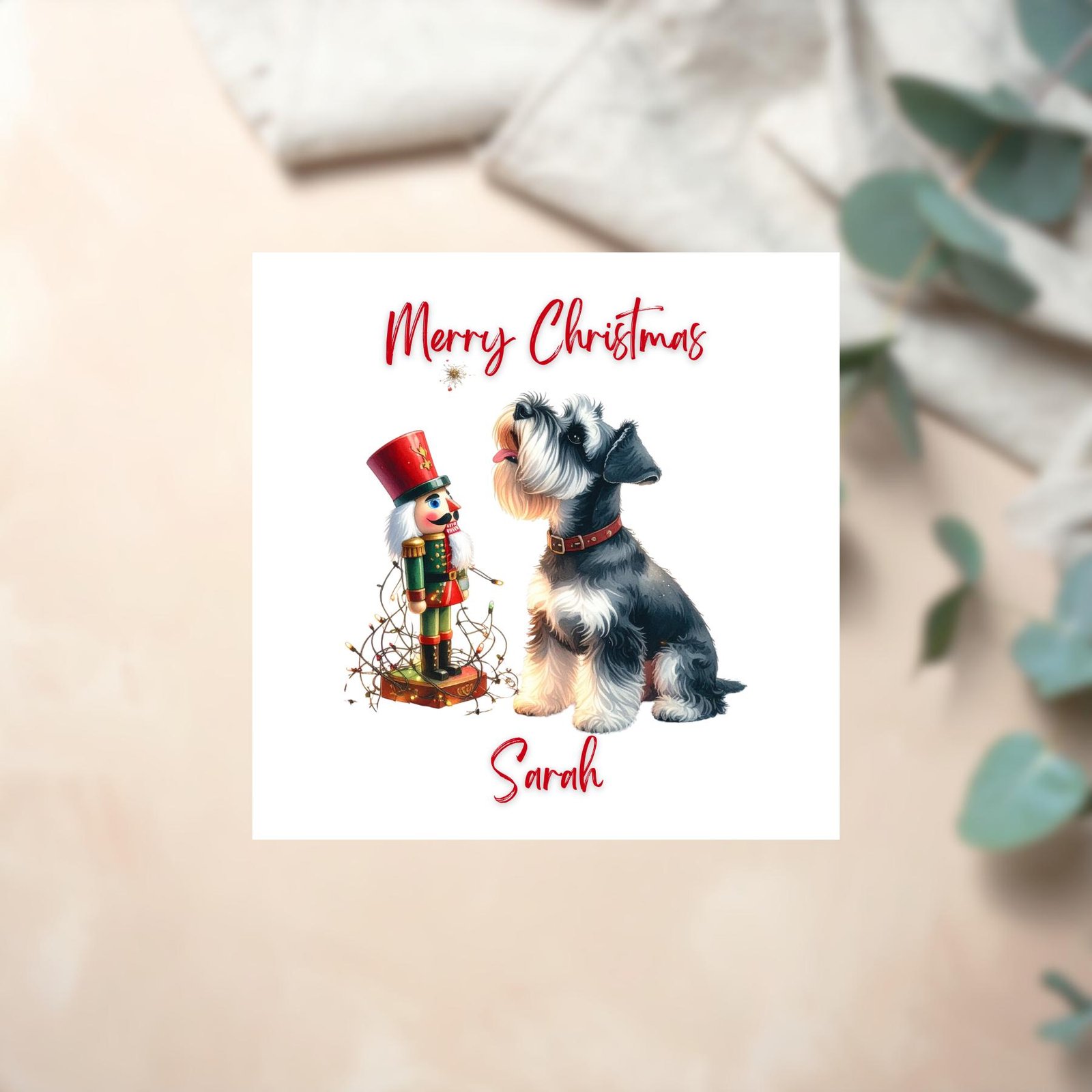 Dog Christmas Gift Card, Puppy Xmas Greeting, Personalised Pet Holiday Card, Mom Christmas Greeting, Dad Christmas Card, Son Xmas Card