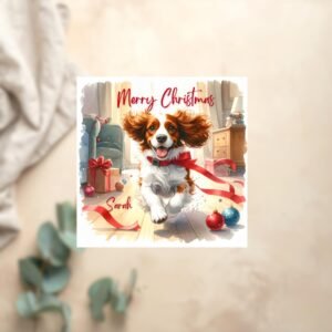 Cute Dog Christmas Card, Personalised Puppy Xmas Card, Dog Mum Gift, Dog Dad Gift, Son Xmas Card, Daughter Christmas Card, Winter Pet