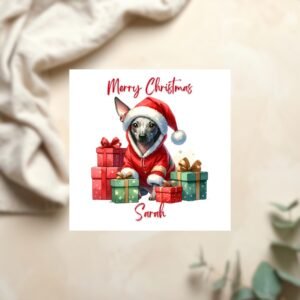 Personalized Winter Dog Christmas Card, Puppy Greeting