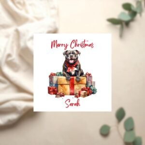 Personalized Dog Christmas Card, Puppy Holiday Greeting