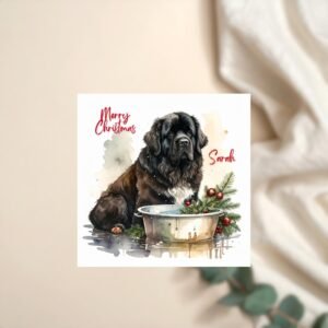 Personalized Dog Christmas Card, Puppy Holiday Art