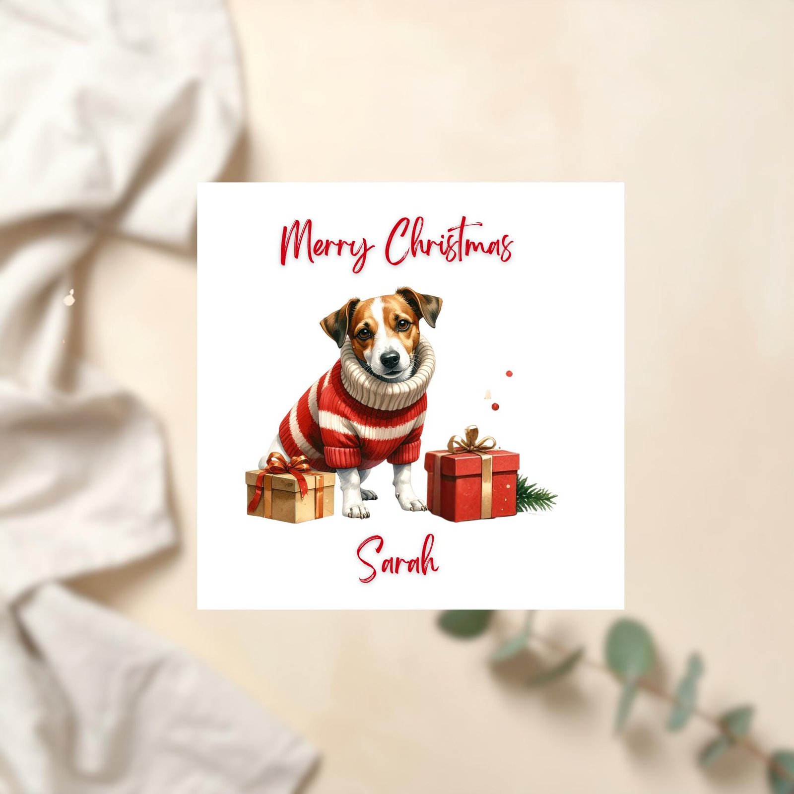 Personalized Christmas Dog Card, Puppy Xmas Gift