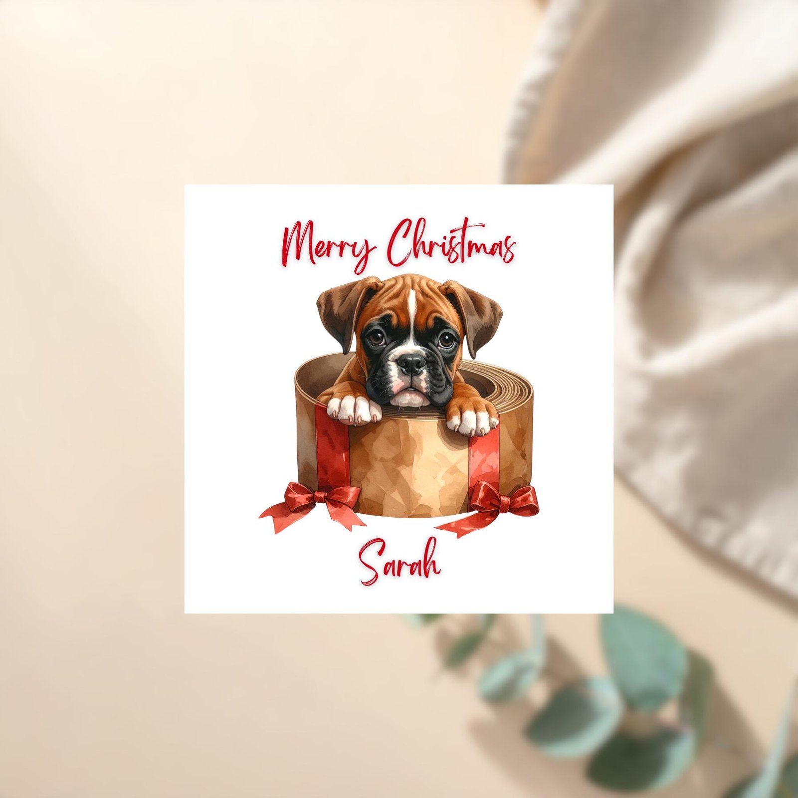 Personalized Puppy Christmas Card, Dog Holiday Card