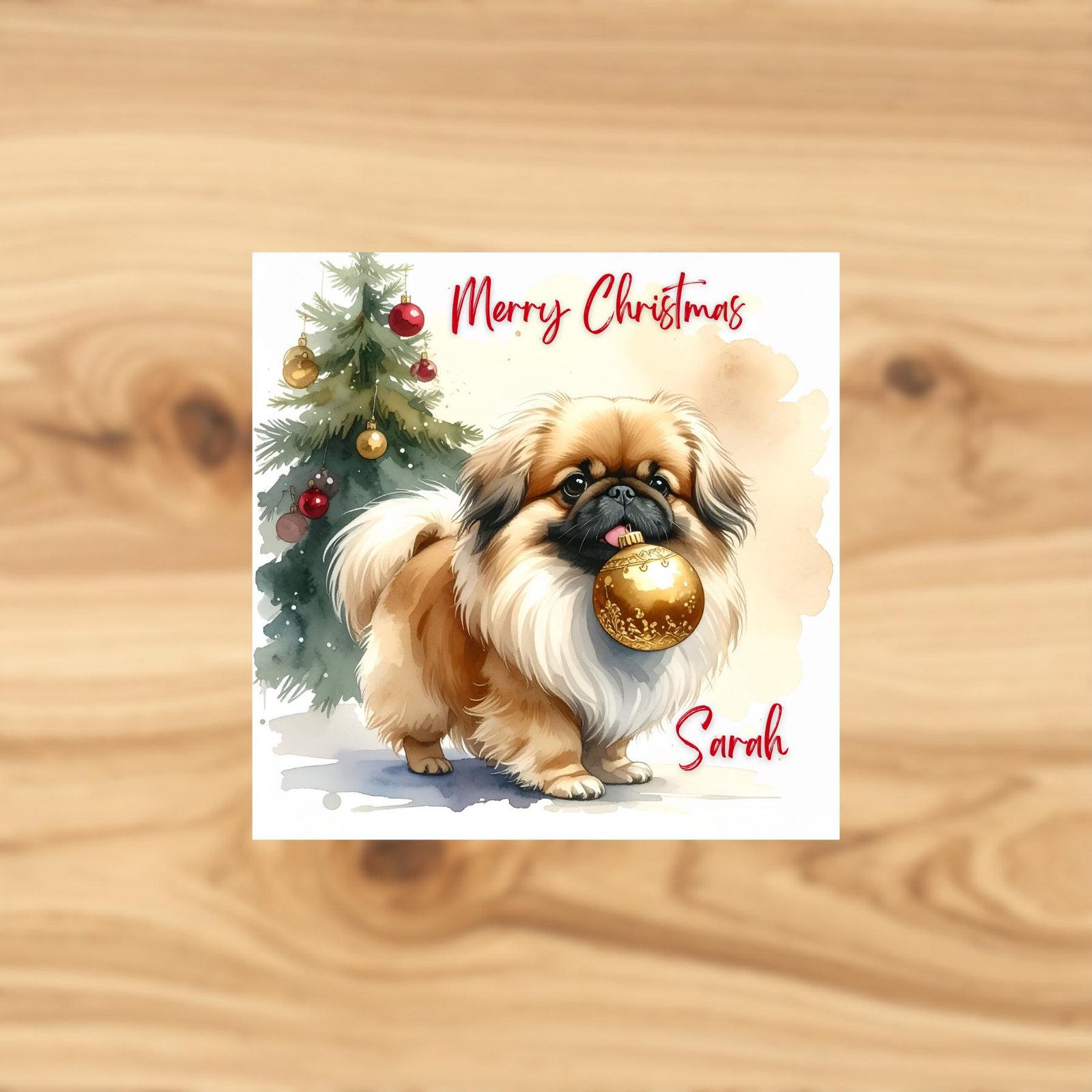 Personalized Dog Christmas Card, Pet Art Greeting