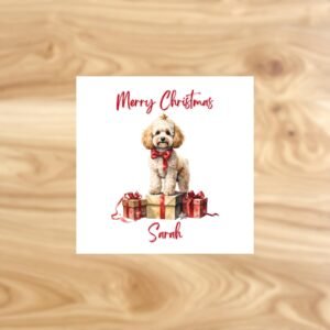 Personalized Dog Christmas Card, Festive Puppy Holiday Art