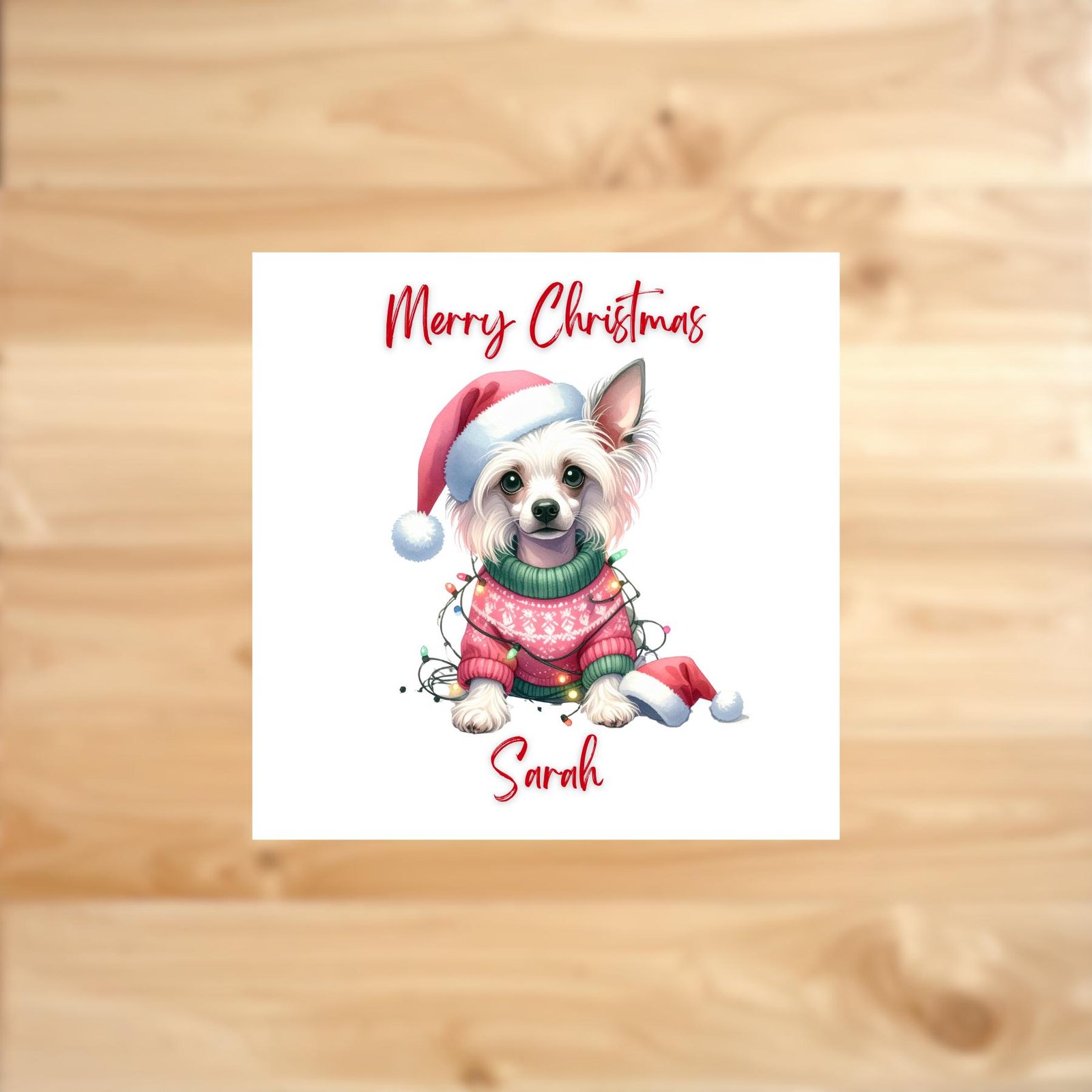 Personalized Christmas Dog Card, Puppy Xmas Greeting, Handmade
