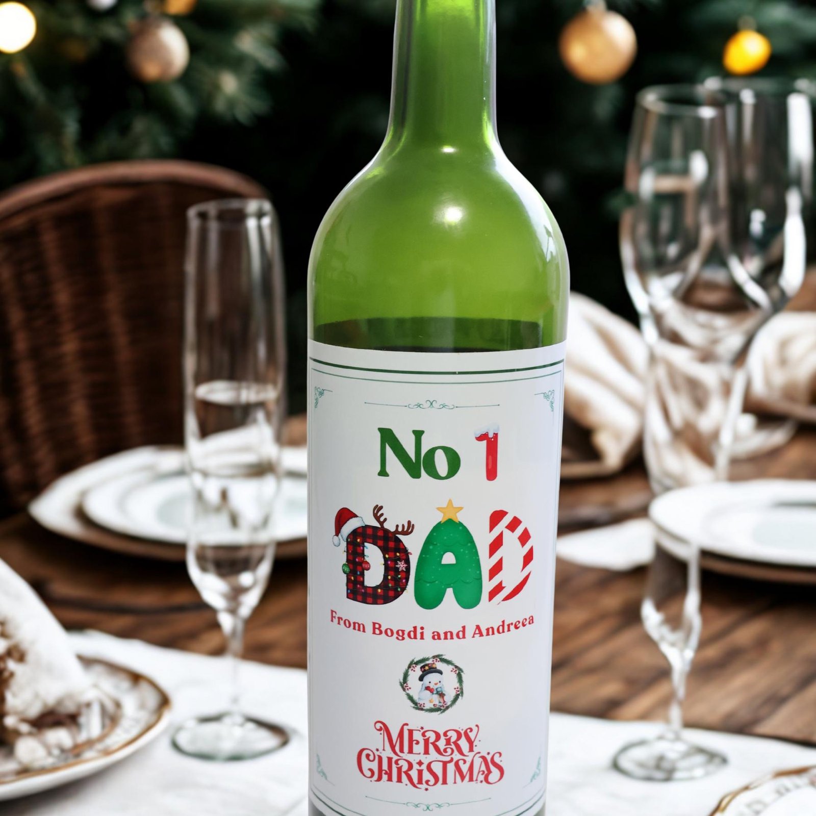 Personalized Christmas Wine Bottle Label, Funny Secret Santa Gift