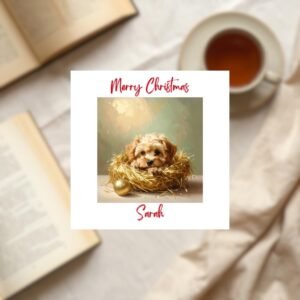 Cute Dog Christmas Card, Puppy Winter Greeting, Personalised Pet Xmas Card, Mom Christmas Card, Dad Christmas Card, Son Holiday Card
