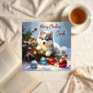 Christmas Dog Card, Personalised Puppy Card, Pet Xmas Greeting, Dog Mum Christmas, Dog Dad Christmas, Son Greeting, Daughter Holiday Card