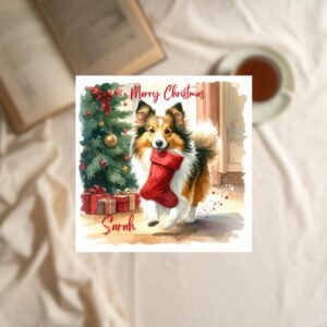 Dog Mum Christmas Card, Dog Dad Holiday Card, Personalised Puppy Xmas, Cute Dog Winter Art, Son Xmas Card, Daughter Festive Card, Pet