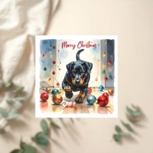 Personalized Dog Christmas Card, Puppy Holiday Greeting