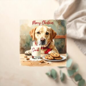 Personalized Christmas Dog Card, Puppy Holiday Scene