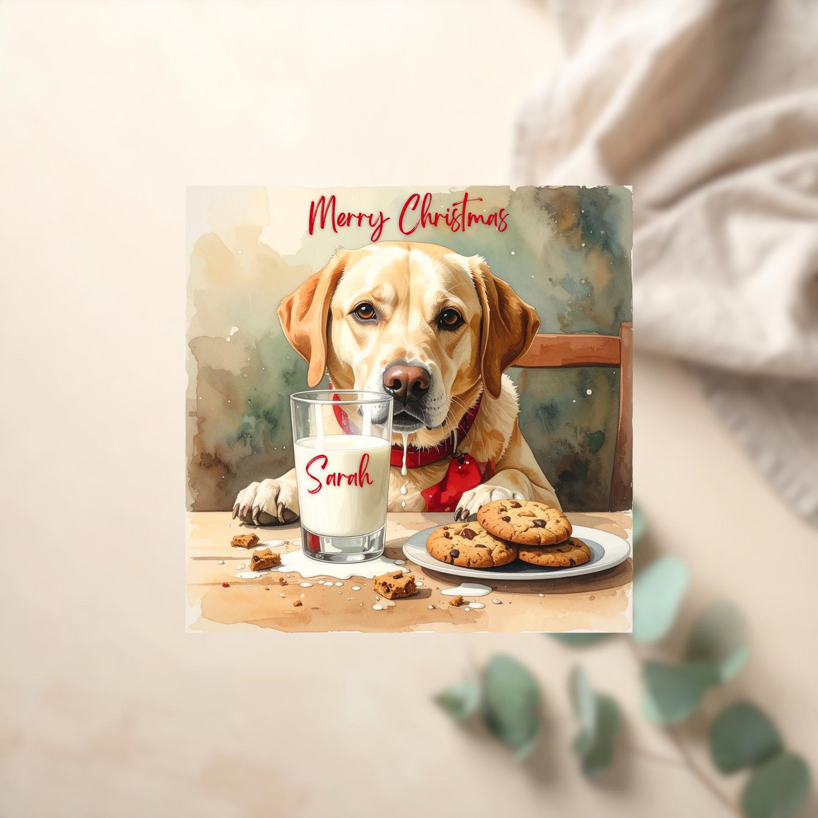Personalized Christmas Dog Card, Puppy Holiday Scene