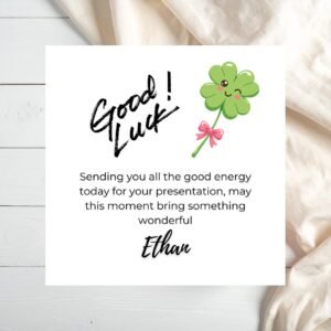 Personalised Good Luck Greeting Card With Name, Positive Encouragement Card For Stressful Moments And New Opportunities