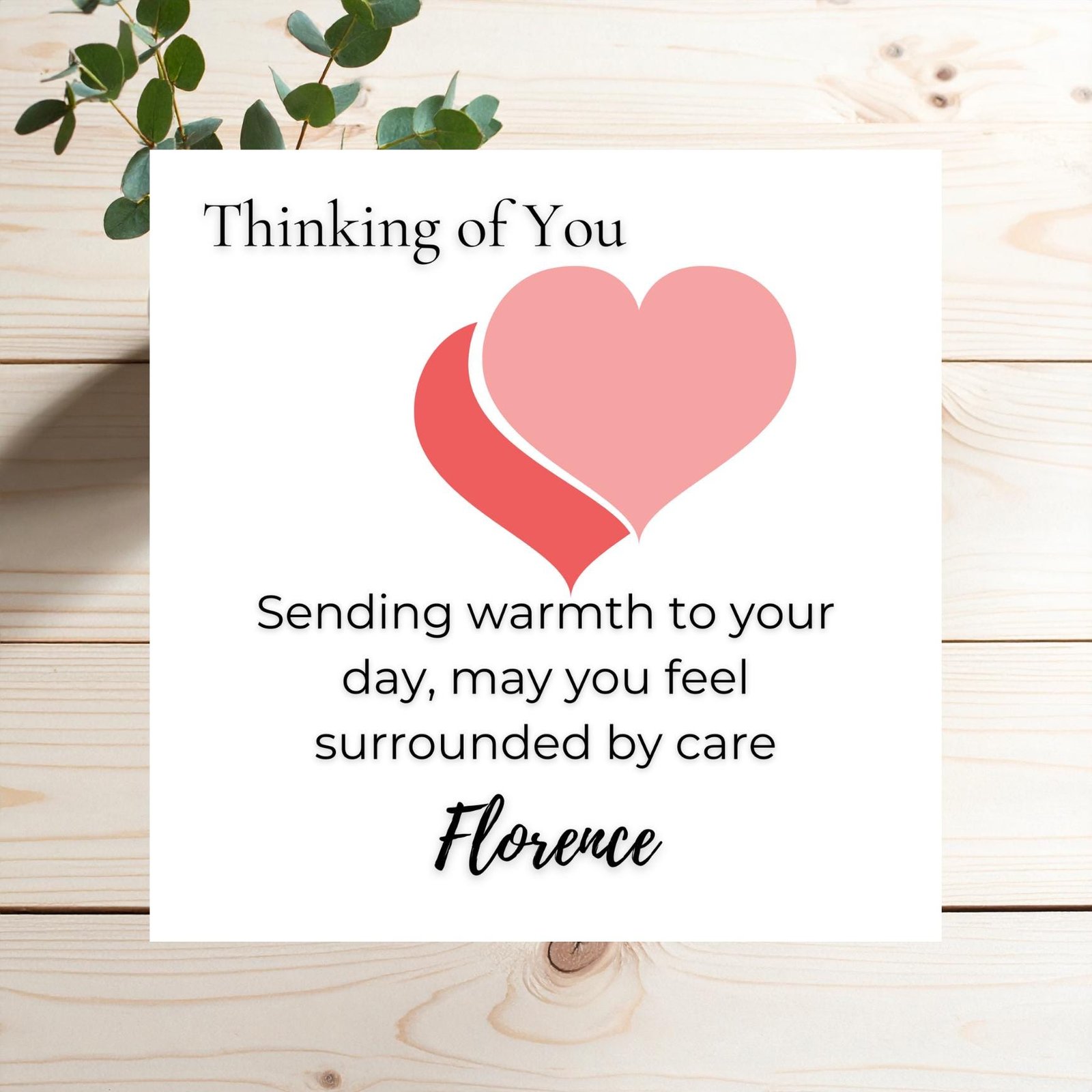 Thinking Of You Card For Friend Or Family Member, Elegant White Linen Card, Personalised Message Of Care And Encouragement