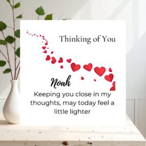 Thinking Of You Card For Wife Or Partner, Elegant Linen Greeting Card, Personalised Card To Show Care Love And Thoughtfulness