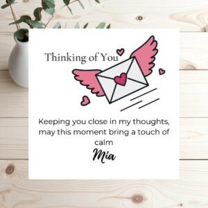 Thinking Of You Greeting Card For Husband Or Wife, Modern Linen Card, Personalised Care Card For Emotional Support