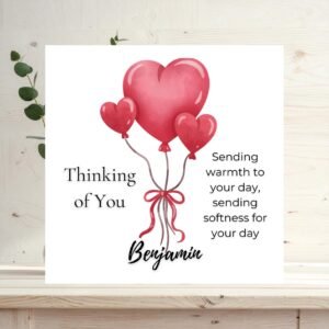 Thinking Of You Card For Someone Special, Minimal Linen Greeting Card, Personalised Encouragement And Comfort Message