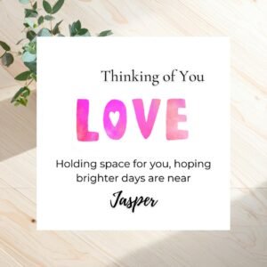 Thinking Of You Card For Her Him Or Family, Minimal Neutral Linen Greeting Card, Personalised Message To Show Care And Love