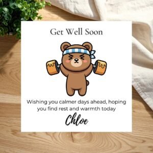 Get Well Soon Card for Cousin or Niece, Gentle Healing Thoughts and Encouragement, Personalised Family Card