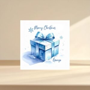 Personalized Christmas Card, Festive Gift, Linen Cardstock